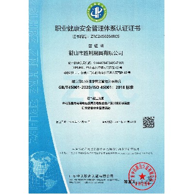 職業(yè)健康安全管理體系認(rèn)證證書